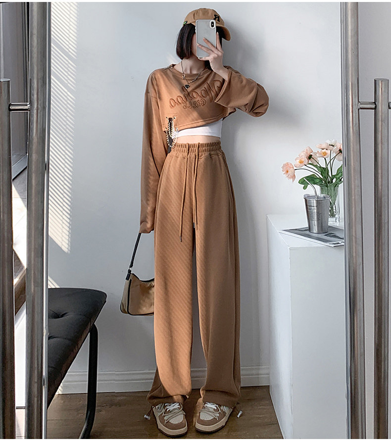 韩国墨绿色运动裤女薄款宽松束脚卫裤ins潮显瘦高腰休闲阔腿裤夏详情18