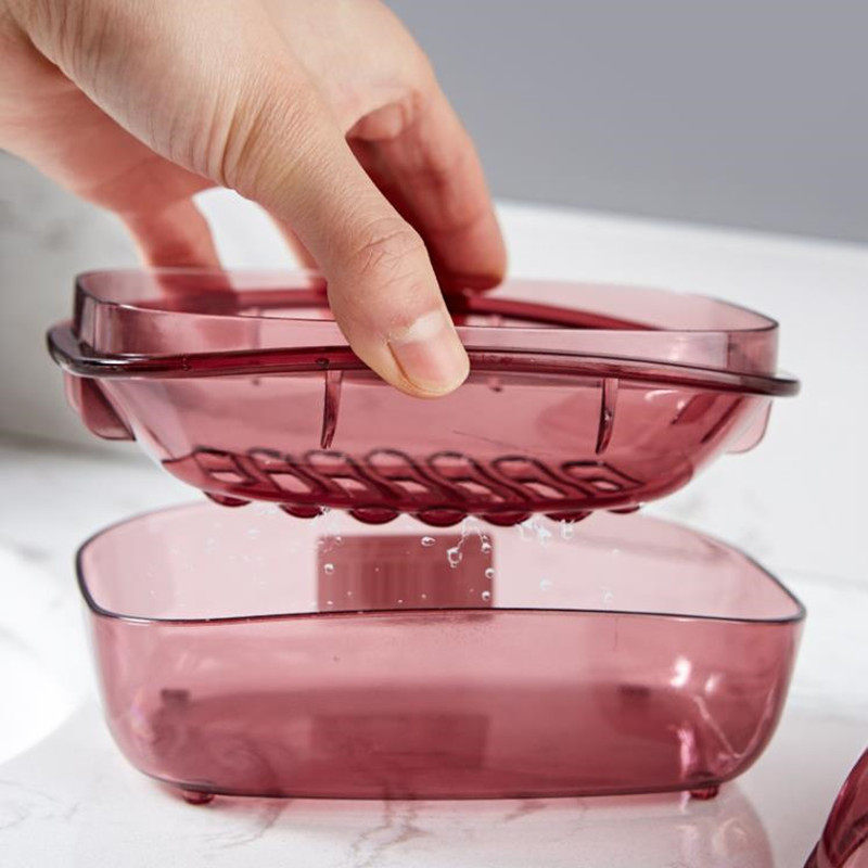 Japanese soap box transparent toilet with lid drain seal travel portable creative large double-layer laundry soap box