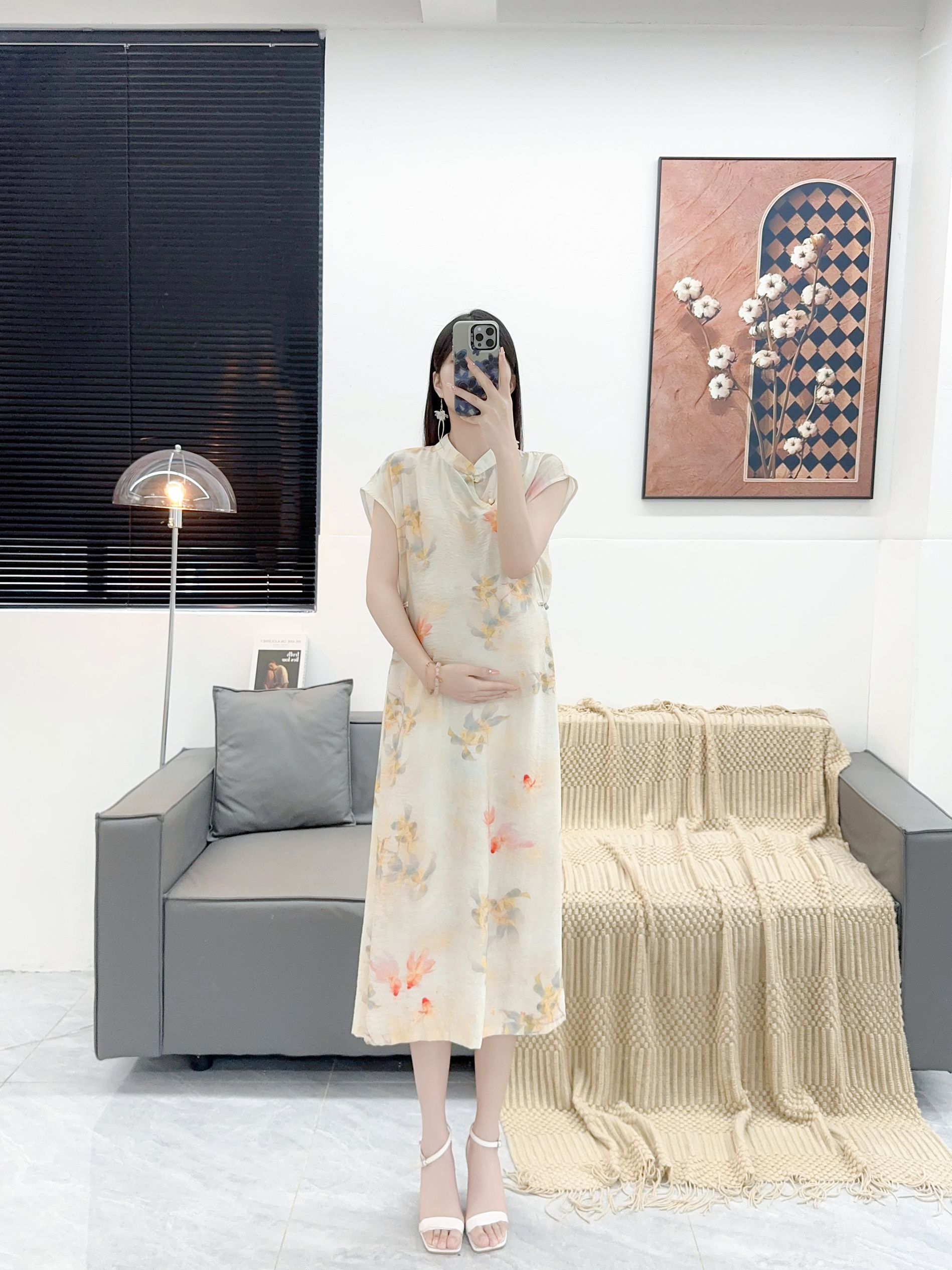 国风孕妇装新中式天丝麻改良旗袍连衣裙2026新款春夏季文艺时尚女 — 24