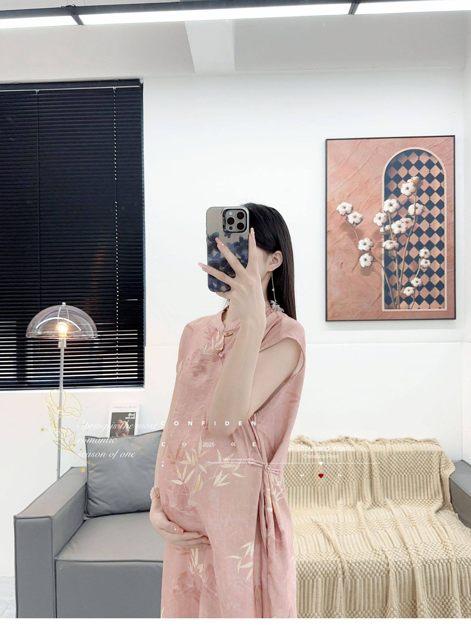 国风孕妇装新中式天丝麻改良旗袍连衣裙2026新款春夏季文艺时尚女 — 6