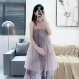 Сиреневая летняя одежда для беременных, юбка, китайский стиль, средней длины, городской стиль, яркий броский стиль