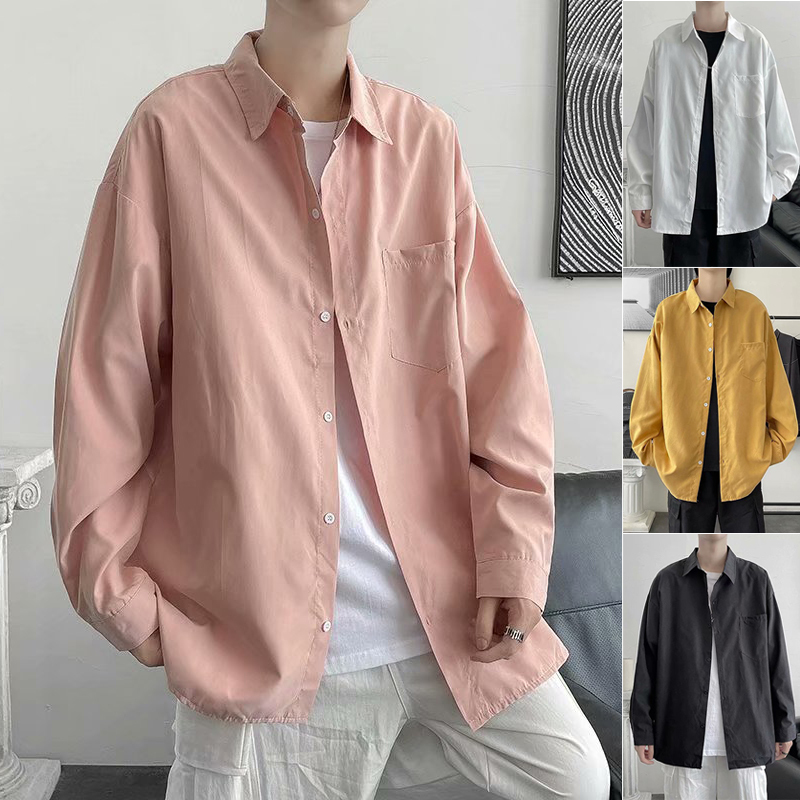Long-Sleeved Shirt for Men, Hong Kong Style, Japanese Style, Autumn Trendy Brand, Loose and Versatile Shirt Jacket, Trendy ins Casual Top