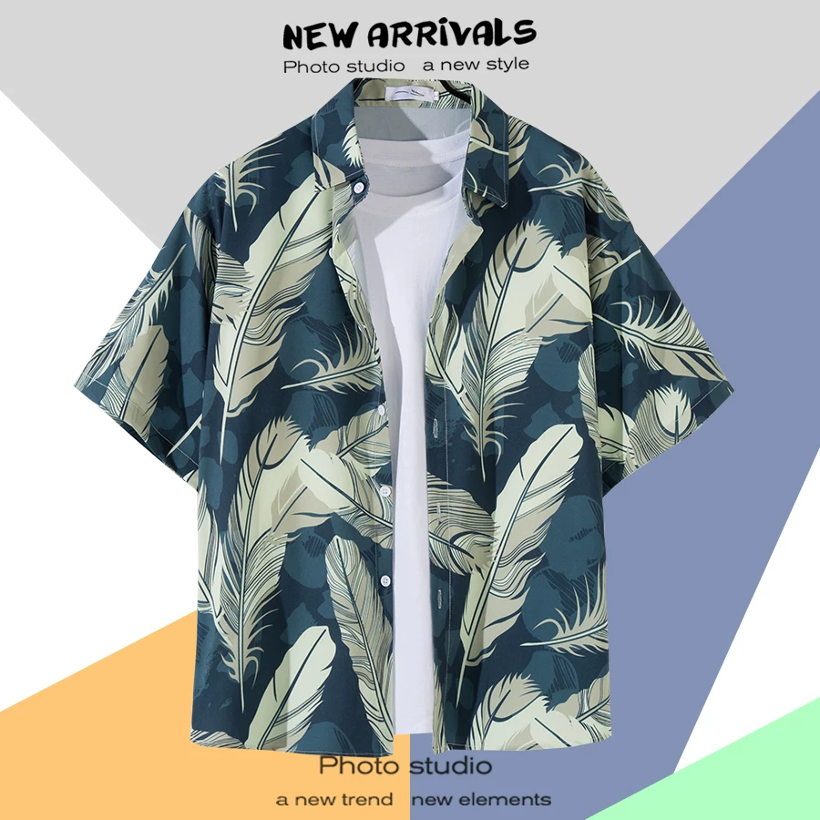 Shirt, retro jacket, with short sleeve, floral print, loose fit, Thailand