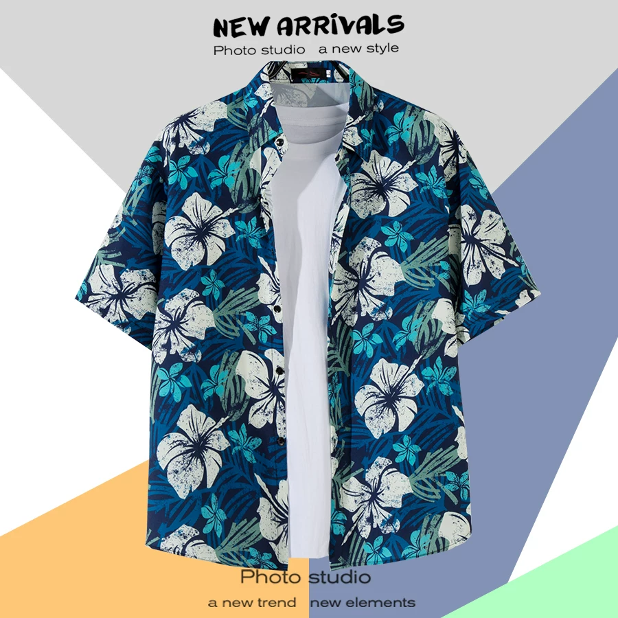 Shirt, retro jacket, with short sleeve, floral print, loose fit, Thailand