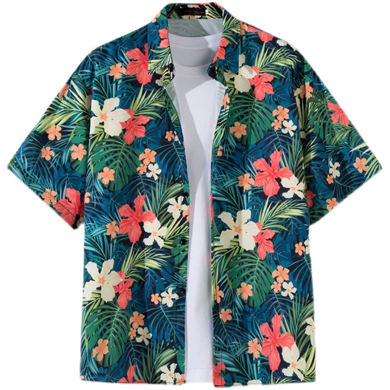 Shirt, retro jacket, with short sleeve, floral print, loose fit, Thailand