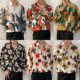 Hong Kong style vintage flower shirt men and women retro Hawaii ruffian handsome loose couple long-sleeved shirt trendy brand jacket