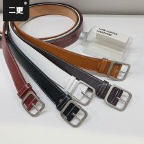 Two more mens belt Korean trend ins new Korean style BF wind square buckle old student retro Joker belt