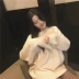 Mùa đông dày phiên bản Hàn Quốc của chic lười biếng lỏng lẻo hem chia tay áo len dài tay nữ màu rắn hoang dã cổ tròn áo nữ Áo len