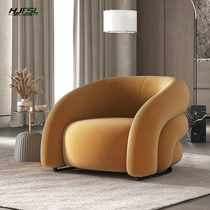 Creative minimalist velvet single model room shape soft bag sofa chair light luxury small apartment living room Internet celebrity leisure chair