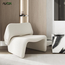 Light luxury designer white fabric wabi sabi style soft bag sofa chair minimalist model room living room internet celebrity single chair