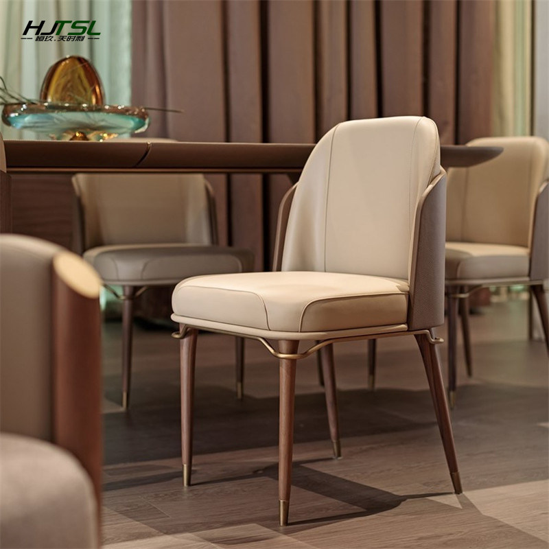 Italian hotel template room solid wood superfiber backed chair light luxury room room chair