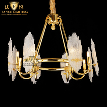 French light luxury glazed Chandelier Creative simple European villa complex all copper living room lamp designer sample room lamp