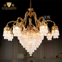 French Yue lighting European all-copper crystal chandeliers luxury living room dining room lights French retro villa hotel hall lights
