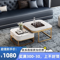 Nordic modern minimalist coffee table TV cabinet combination retractable with drawer home small apartment creative marble coffee table