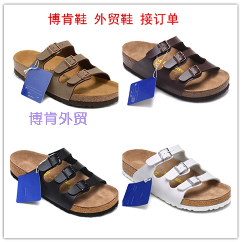 Boken Large Size Cork-Soled Slippers Florida Three-Strap Sandals Beach Shoes Men's and Women's Shoes Summer Outdoor Export Shoes Boken Large Size Cork-Soled Slippers Florida Three-Strap Sandals Beach Shoes Men's and Women's Shoes Summer Outdoor Export Shoes