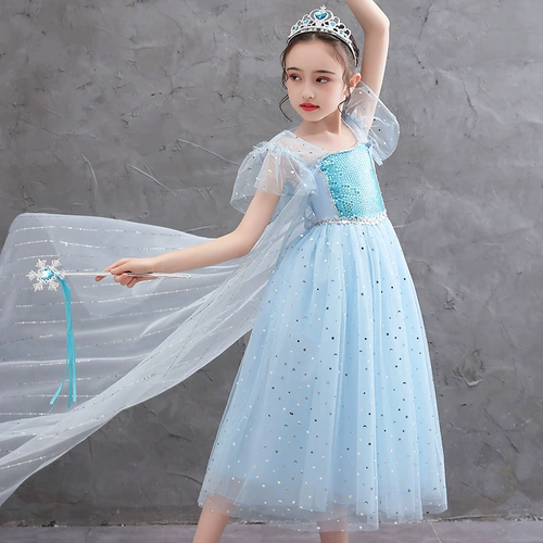 Наряд маленькой принцессы, платье, летняя детская юбка, «Холодное сердце», короткий рукав