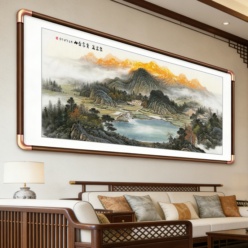 Sunrise over the East, a Cornucopia of Wealth, Landscape Painting, Living Room Sofa Decoration, Hanging Painting, Office Background Wall Painting, Calligraphy and Painting