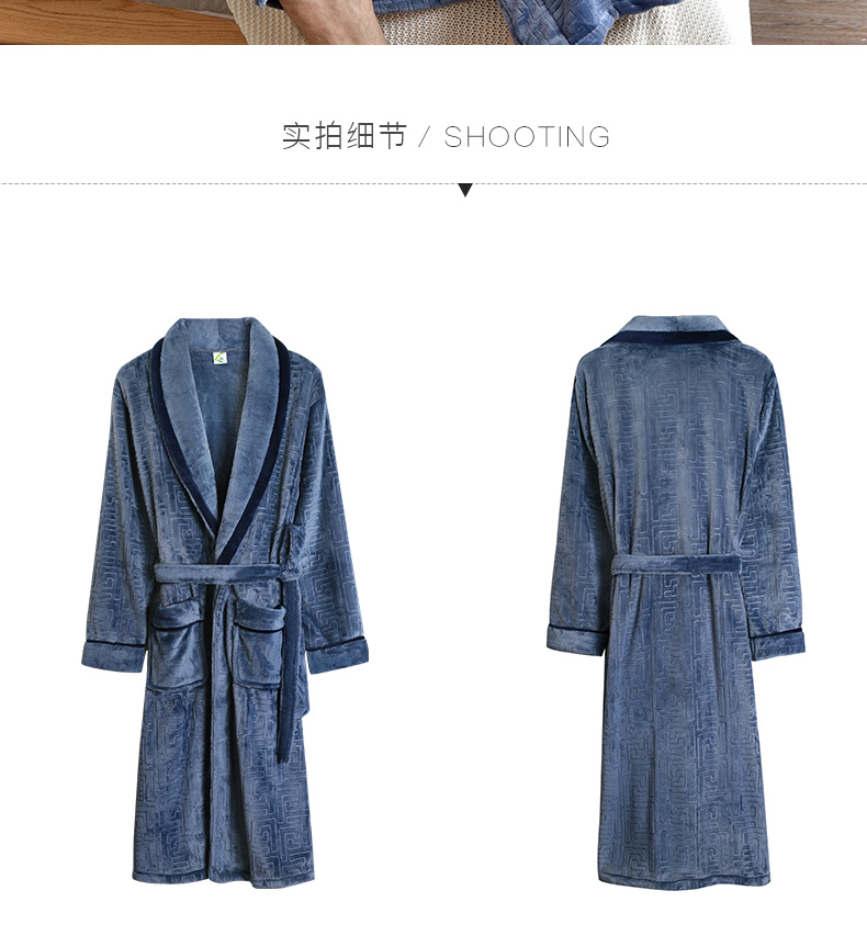 Áo ngủ mùa đông nam đất san hô nhung cộng với phân bón XL áo choàng tắm dài đồ ngủ nam mùa đông một lớp dày flannel đồ ngủ đẹp