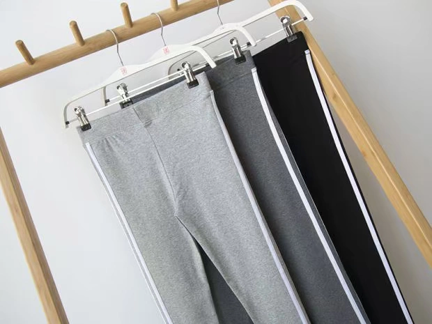 Mùa hè mới thể thao quần đáy quần Hai thanh bên trắng mỏng phần cotton co giãn eo cao chân chín quần