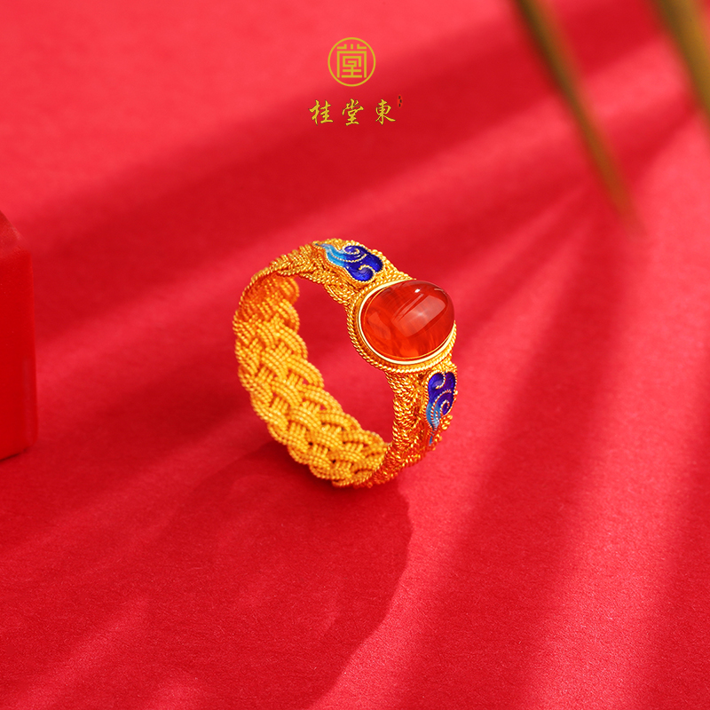 Guitang East African heritage filigree ring female sterling silver to send girlfriend ancient gold 925 silver pair ring weaving couple index finger ring