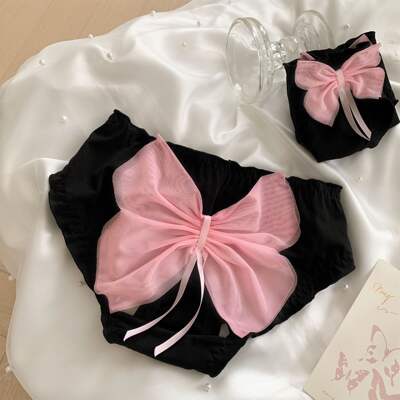 Lace women's underwear, black, sexy for girls, pure cotton, pure and sexy, pink, big butterfly, hollowed-out underwear for girls