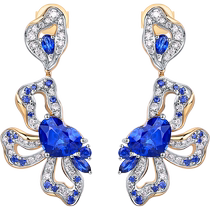 (New Product Iris) LAC Jewelry Natural Sapphire Earrings for Women 18K Gold Diamond Colored Treasure Chinese Valentines Day Gift