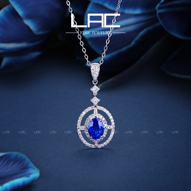 LAC High Jewelry Natural Sapphire Pendant Women's 18k Gold Diamond Color Stone Necklace (without chain)