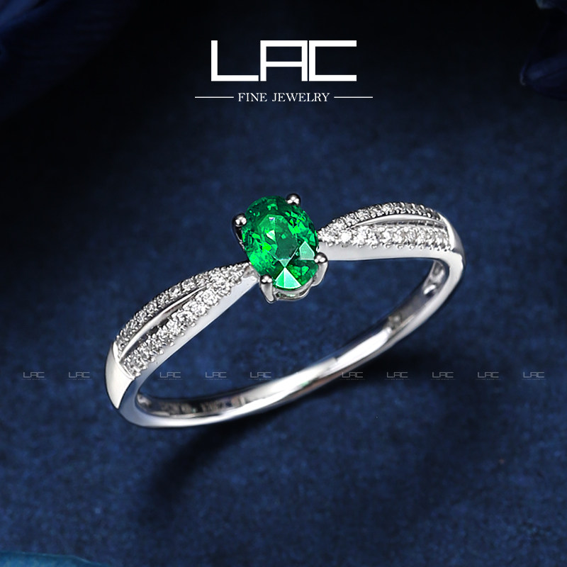 (Stars Same) LAC Jewelry Natural Progenitor Green Ring Female 18k Gold Studded Diamond Colorful Gem Gem Ring
