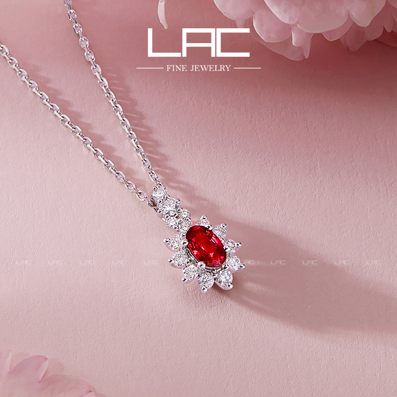 LAC natural pigeon blood ruby pendant necklace woman 18K gold colored gemstones without chain