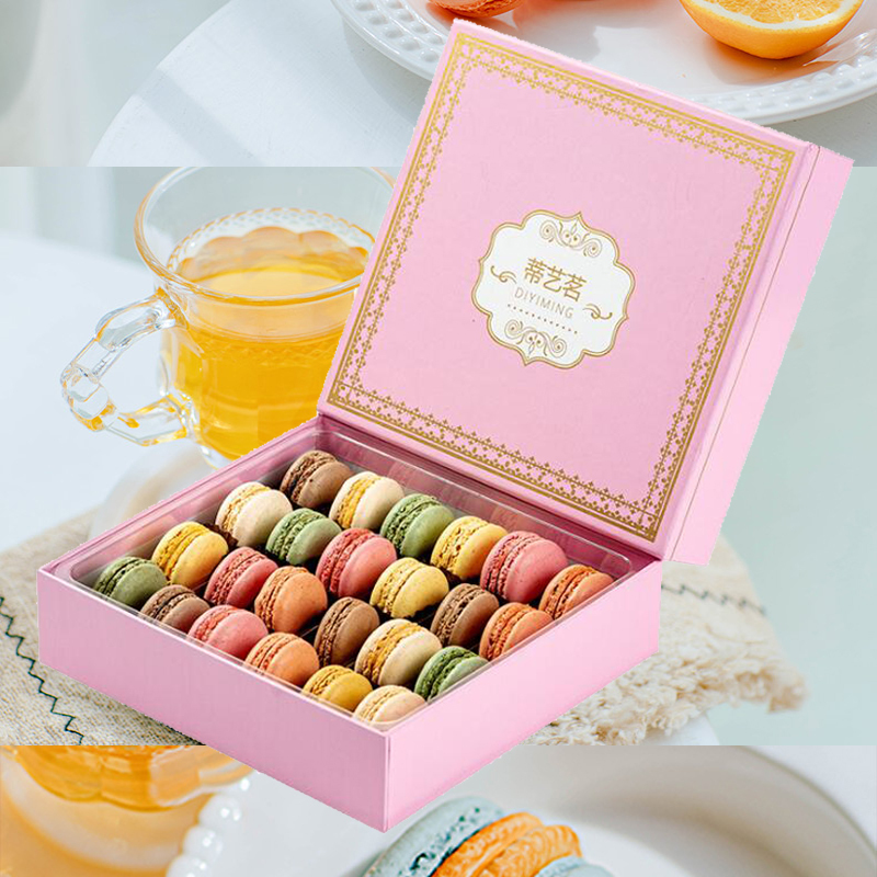 French Macaron Desserts 24 Western Pastry Cake Decoration Desserts for Girlfriend Pink Gift Box Packaging Snacks
