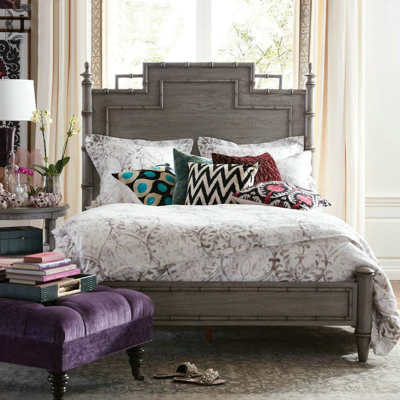 American Creative Bamboo Bed European All Solid Wood Oak Old Carved Double Bed Retro Wedding Bed Princess Bed 1 5*