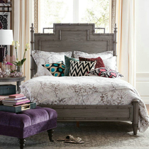 American creative bamboo bed European full solid wood Oak old carved double bed Vintage wedding bed Princess bed 1 5*