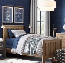 American retro all solid wood oak single child bed European simple modern small apartment log kid boy bed