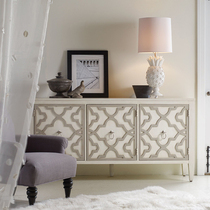 Simple American modern solid wood carved drawing silver TV cabinet living room Ivory White Hollow porch Hall decoration cabinet