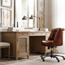 American Country Oak Venetian door white old desk desk desk French antique simple solid wood writing desk