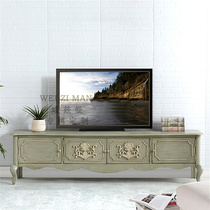 American small apartment carved TV cabinet French vintage solid wood old film and television cabinet Audio-visual cabinet European living room combination