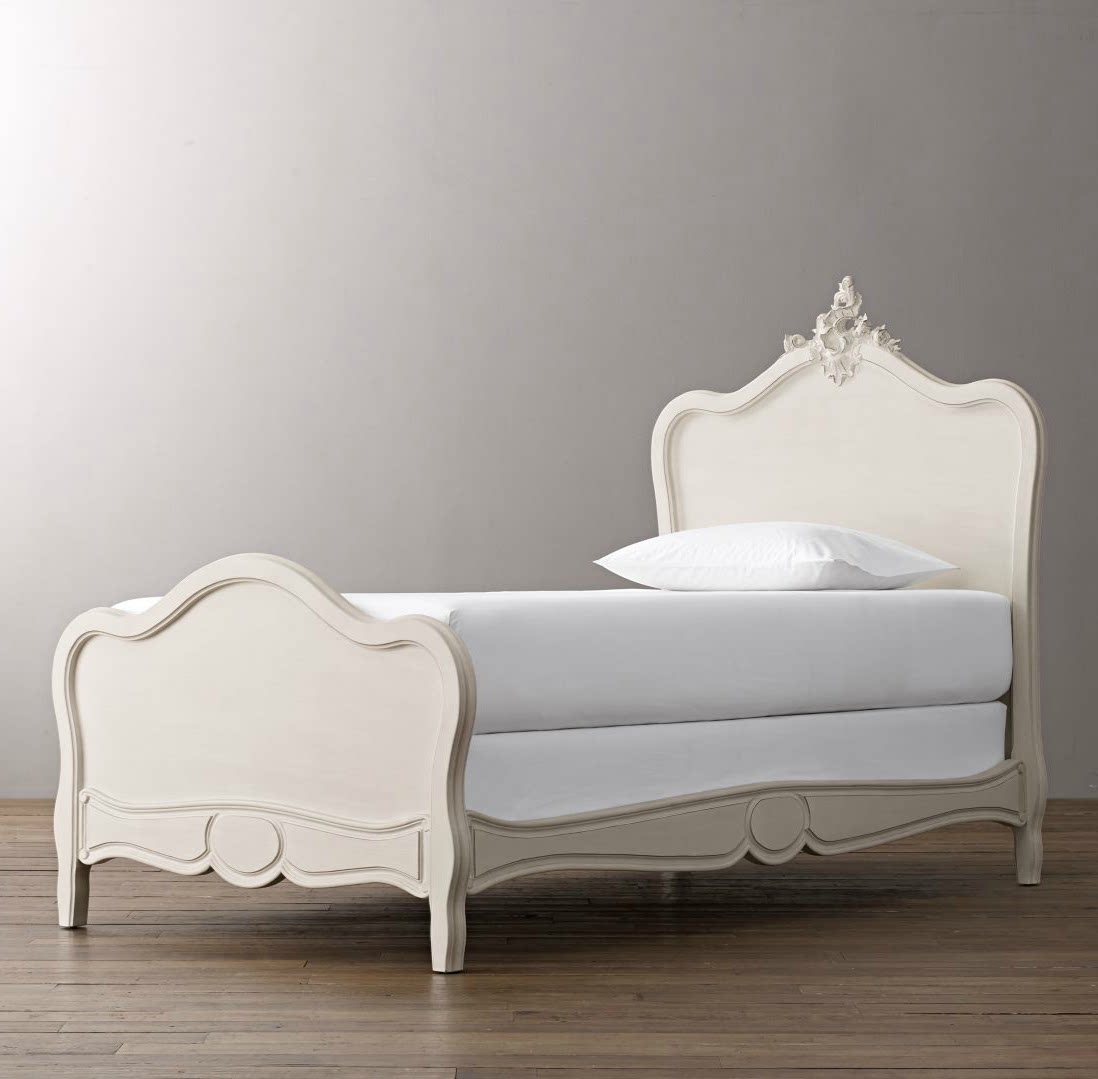 American simple solid wood white 1 2 children's bed European carved princess bed Children's bed French 1 35*Single bed