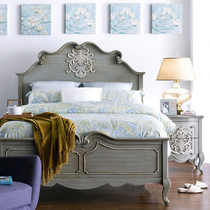 American solid wood vintage old 1 5 Princess bed European carved double bed French fashion 1 8 solid wood wedding bed