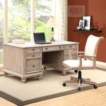 American country vintage old solid wood desk computer desk oak desk writing table antique study furniture