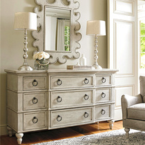 American antique solid wood decorative cabinet cupboard French Mediterranean old white locker European simple porch cabinet