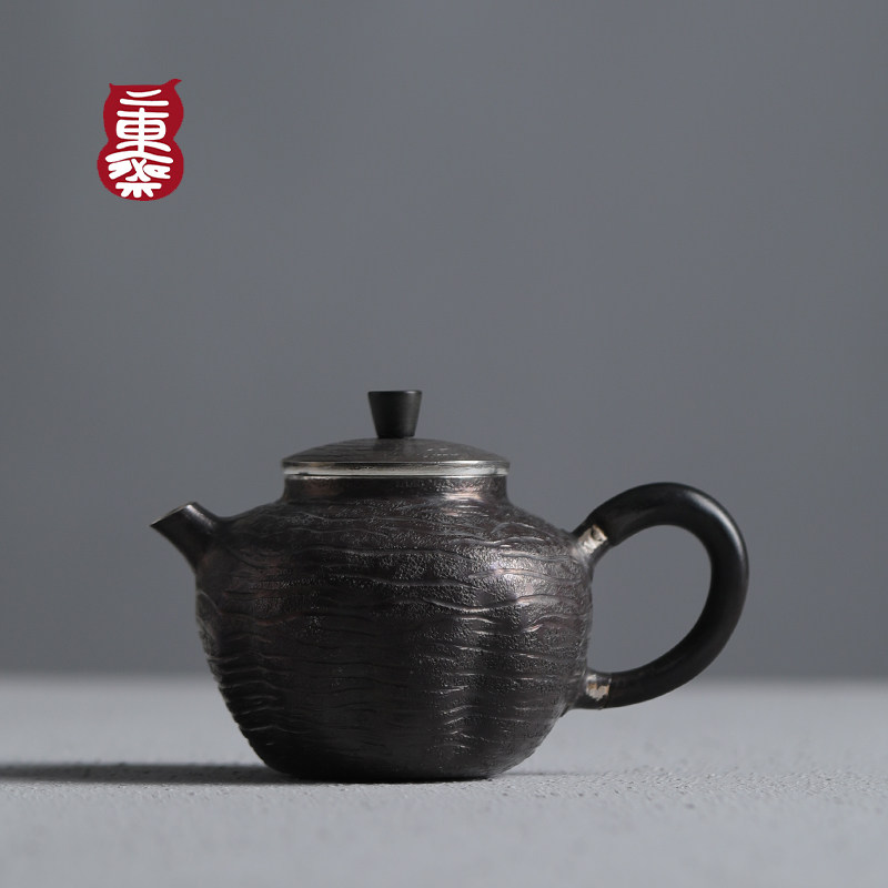 One East Fasting Silver Pot 9999 Pure Silver Home Tea Pot Pure Handmade Day Style Small Teapot Japan Kongfu Tea Furniture