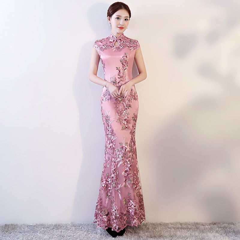 Elegant cheongsam, long sexy dress, 2023 collection, Chinese style, 