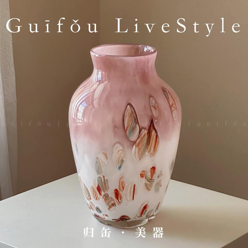 ギグーの非常に美しい花瓶、軽い贅沢、高級デザイン、ニッチ、アンティークスタイル、ガラス、リビングルームの装飾