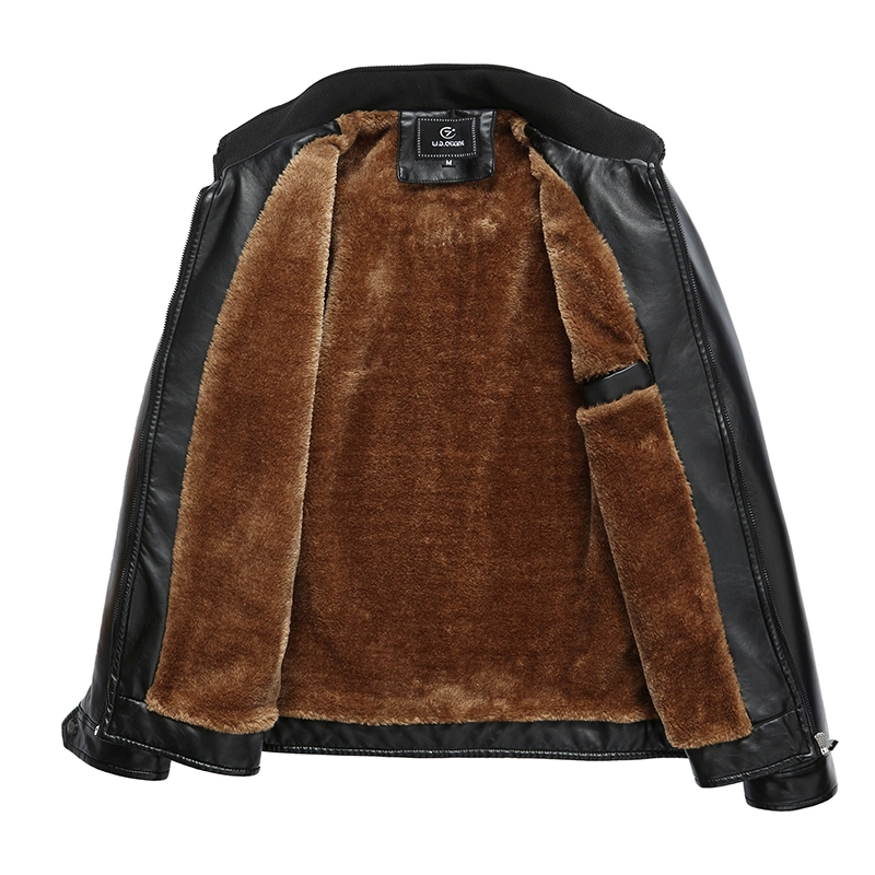 Áo khoác xu hướng nam mùa thu đông 2018 Hained leather youth cổ áo mỏng cộng với áo khoác da nhung dày áo khoác dạ nam
