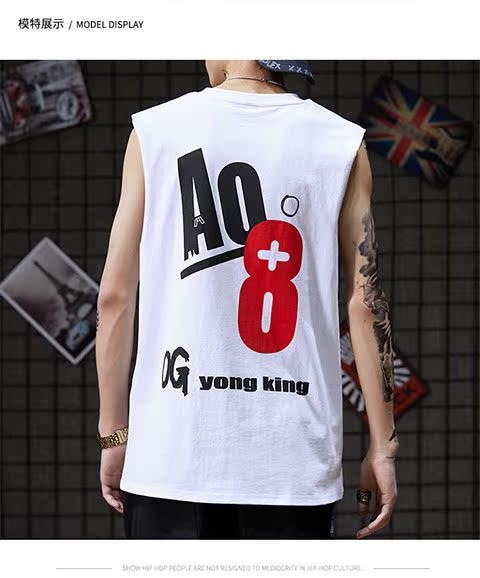 Áo vest nam mùa hè 2019 in chữ cotton cổ tròn phiên bản Hàn Quốc áo thun không tay vest vest ngang vai - Áo vest cotton áo vest nam tuổi 50