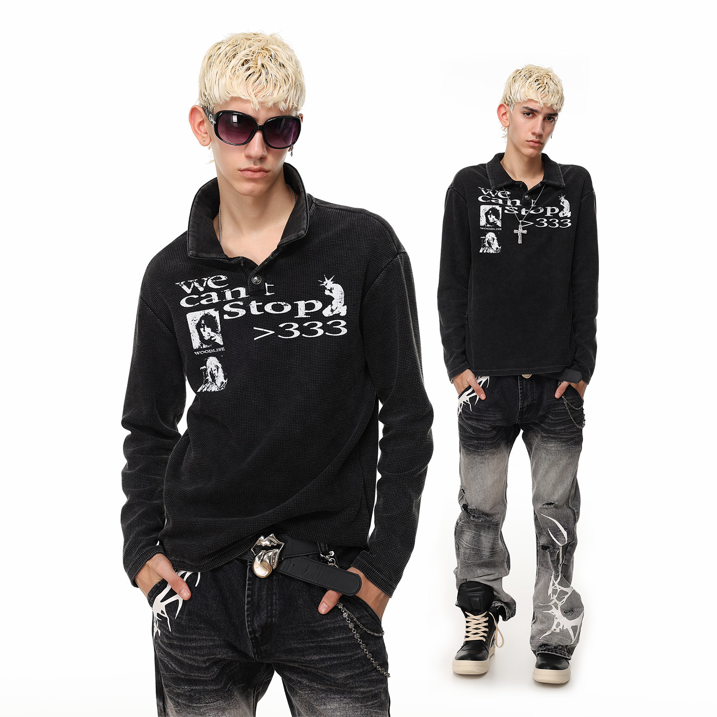 light Asia street Punk Make old Retro Wolfgang Long sleeve T-shirt male autumn Ruffian handsome boxy edition have cash less than that is registered in the accounts POLO shirt