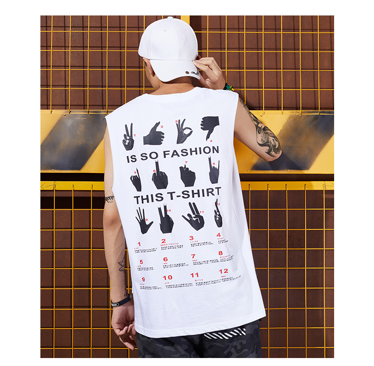 Quốc gia tide thương hiệu xu hướng cử chỉ in ấn mẫu vest không tay mồ hôi vest hiphop hip-hop triều nam thoáng khí vest