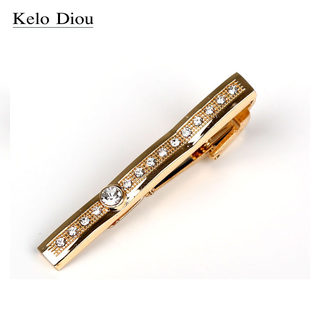 European and American Retro Style, Gold-Colored with Diamonds, High-End Business Tie Clip for Men, Formal Attire, Groom, Wedding Gift Box Set