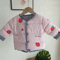 2019 Winter New Children Cotton Suit Liner Jacket Girl Cute Korean Version Jacket Short single-row buttoned cardiovert