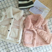 Children Lamb waistcoat Autumn Winter Mens Baby Deer Leather Suede Warm Vest Girl Korean version jacket Canshoulder lamb hair